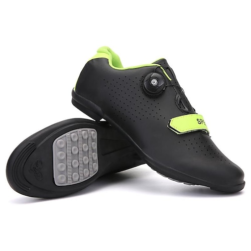 896black+green road lock shoes