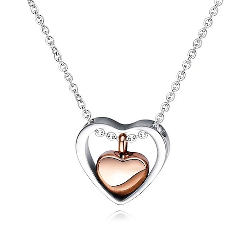 Large double heart necklace rose gold