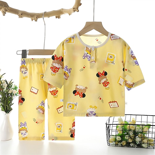 Yellow Little Girl Floral Three-quarter Sleeve Suit