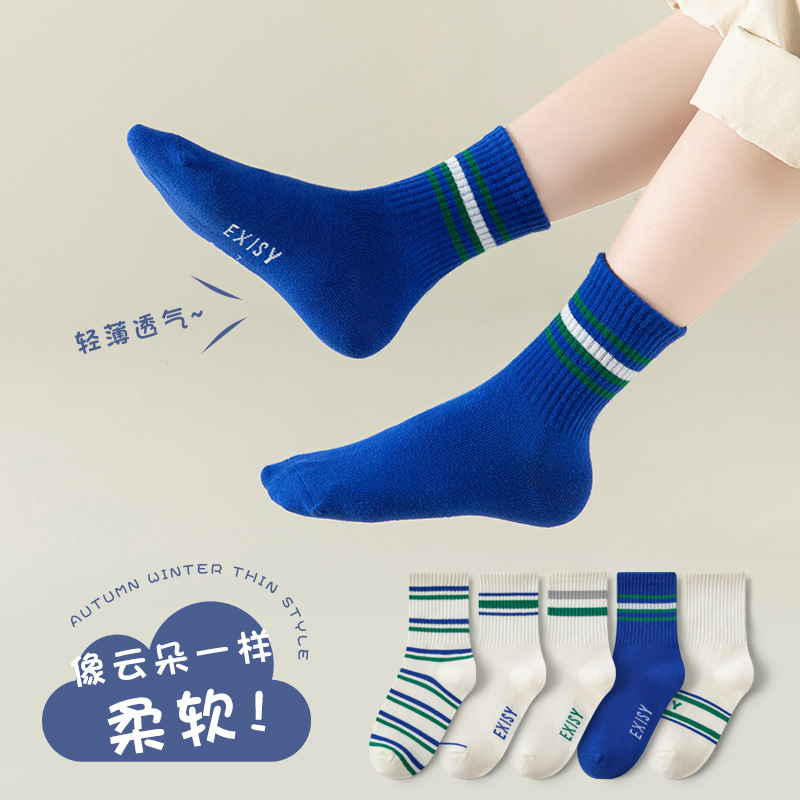 P116 Blue Green Stripes [5 pairs] (Four Seasons)