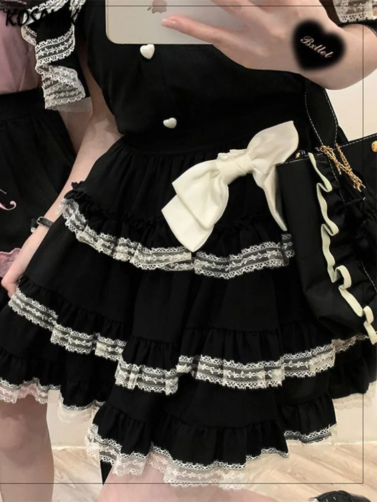 black skirts and bow