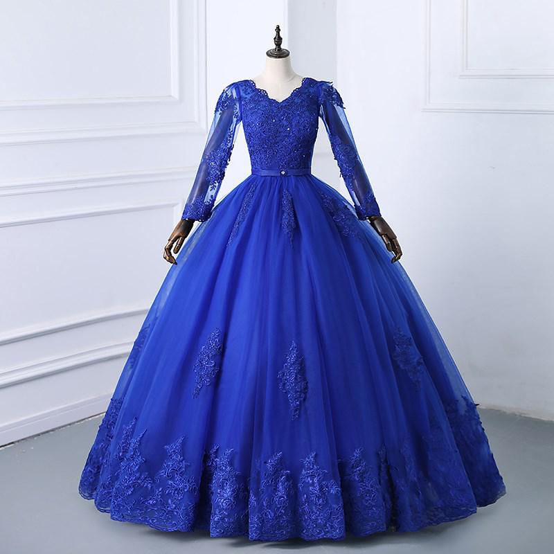 blue floor length