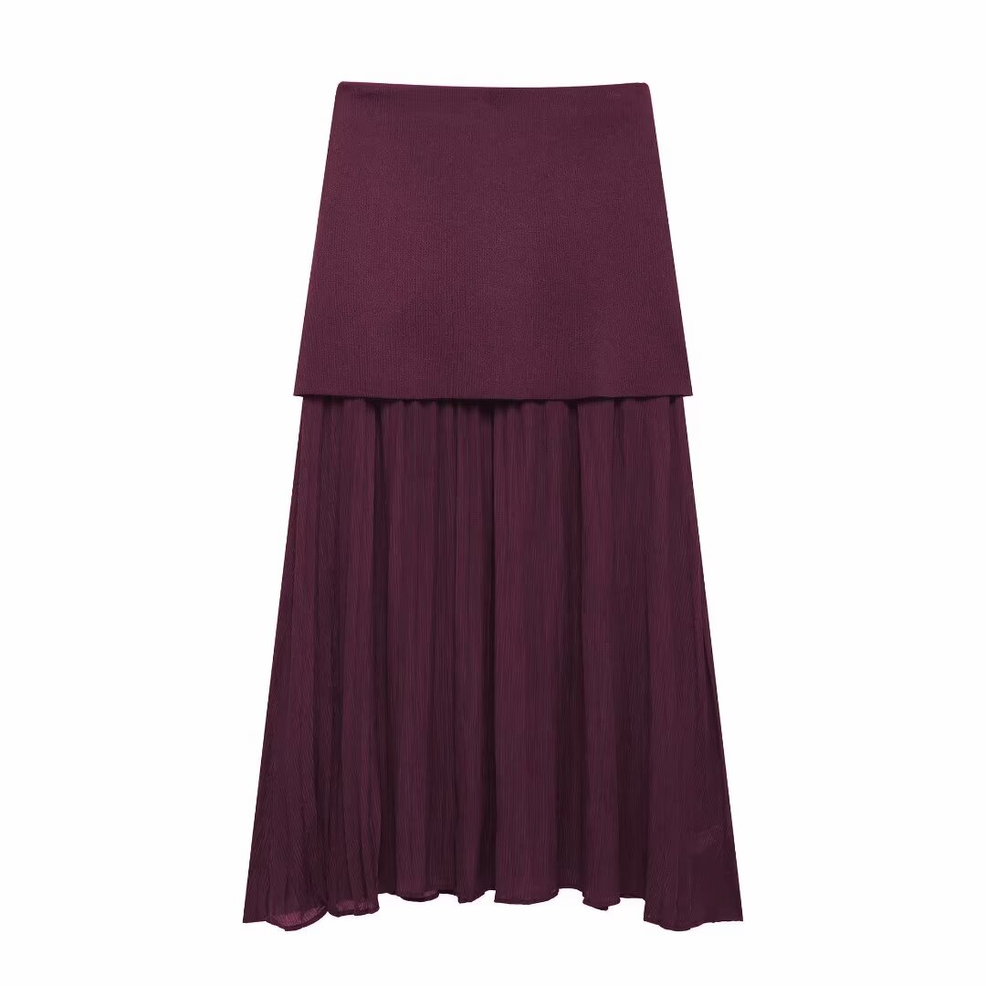 wine red skirt