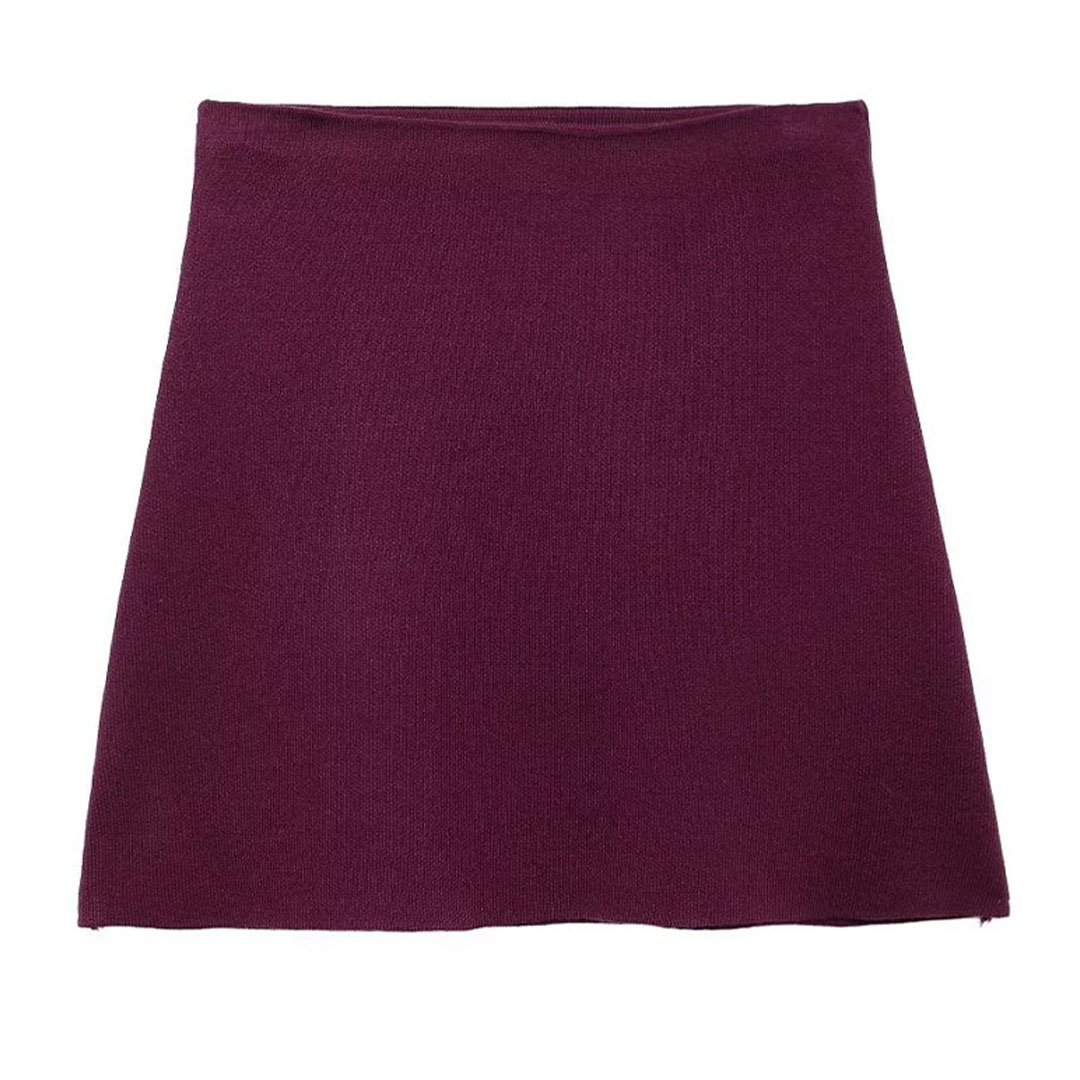 wine red skirt